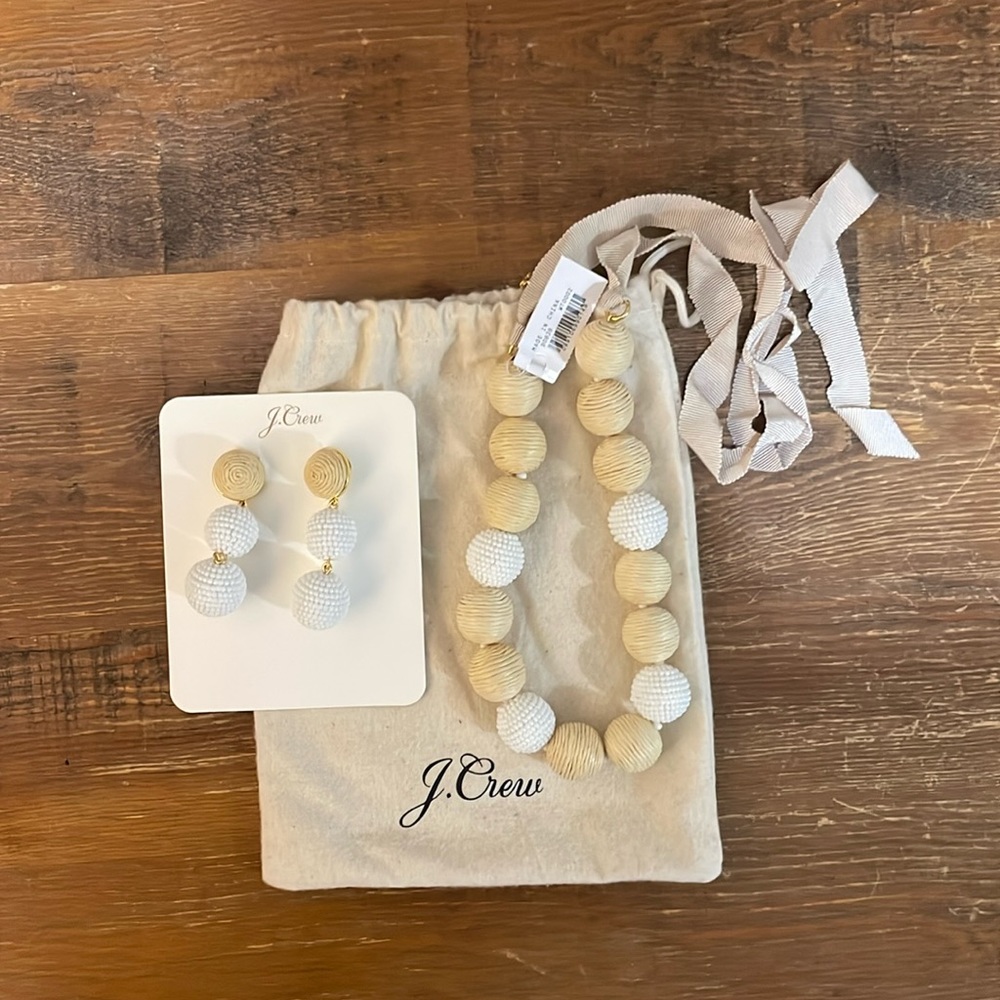 NWT JCrew Raffia Necklace and Earrings